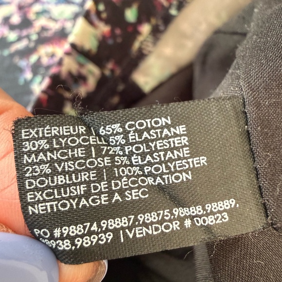 CLUB MONACO Shayla Mini Dress Black Abstract Print Faux leather Trim Size 8 - Picture 15 of 16